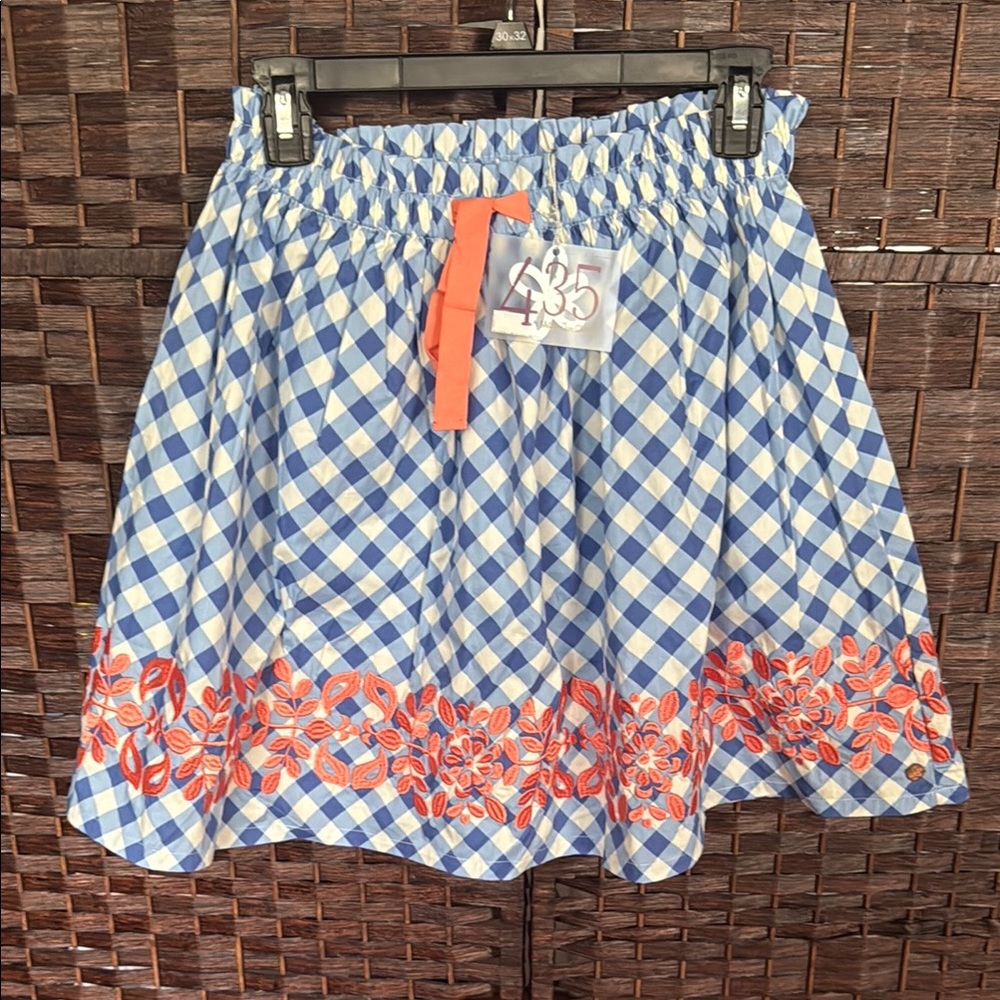 Matilda Jane 435 Blue and White check Embellished Skater Skirt NWT summer